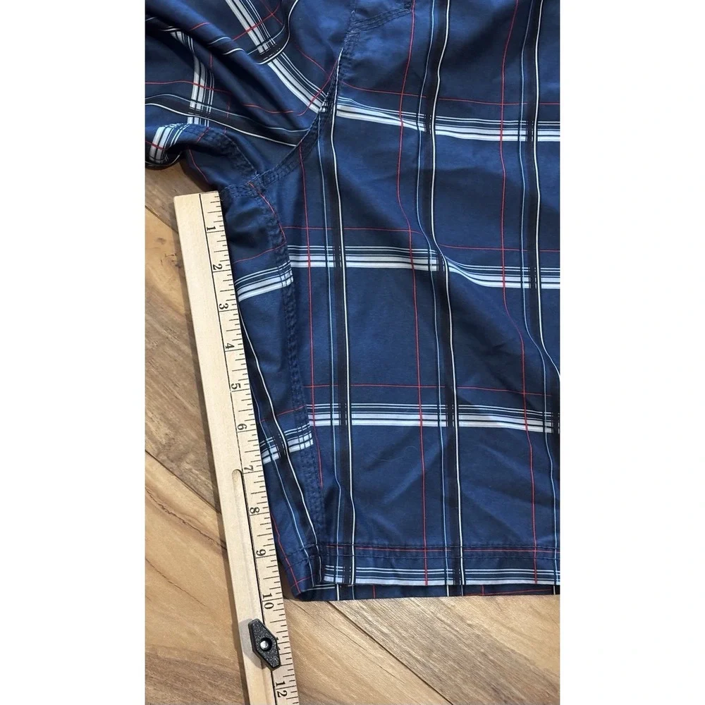 Hurley Board Shorts Men's Size 33 Blue Plaid Retro Surf‎ Vaca